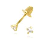 Brinco Infantil Pedra Zircônia 3mm 2o Furo Bebê Ouro 18k