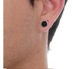 Brinco Masculino 8mm Zircônia Em Prata 950 Pedra Preta