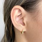 Brinco Médio Coração com Zircônias Cristal Banhado em Ouro 18k