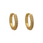 Brinco Pequeno Argola Click Fileira com Zircônias Cravejadas Folheado em Ouro 18K Softjoias