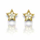 Brinco Pequeno Estrela de Zirconia Banhado Ouro 18k Semijoia