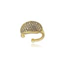 Brinco Piercing Fake Oval Cravejado Zircônias Folheado a Ouro 18k