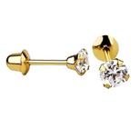 Brinco Ponto de Luz Zircônia Baby 2,5 mm Feminino em Ouro 18k