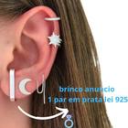 Brinco Prata Ear Hook Liso Chapa Em 925