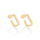 Brinco Retangular Folheado Ouro 18k Liso Rommanel Par 527232