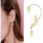 Brinco Strass Folha Ear Cuff Fashion Elegante Ouro C/furo