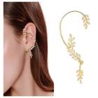 Brinco Strass Folha Ear Cuff Fashion Elegante Ouro C/furo