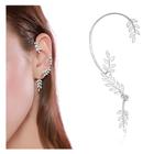 Brinco Strass Folha Ear Cuff Fashion Elegante Prata C/furo