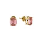 Brinco Turmalina Pink Oval Em Ouro 18K