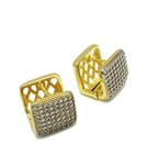 Brincos Cubo Cravejados De Zirconias Banho De Ouro 18k 4551