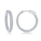 Brincos de aro Sterling Silver Micro Pave CZ, 3 x 25 mm