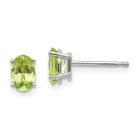 Brincos de Ouro Branco 14k com Peridoto Oval 6x4mm