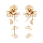 Brincos Pendurados De Flores Femininos Elegantes Vintage Estereoscópico Liga Irregular Acessórios