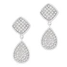 Brincos Sterling Silver Square e Teardrop CZ