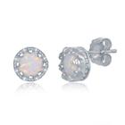 Brincos Sterling Silver White Opal Stud