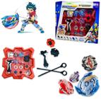 Kit com 4 peoes beyblade metal burst 2 lancadores 2 cordinha arena xun