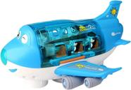 Brinquedo Avião Azul Musical Infantil Com Luzes Gira Bate Volta