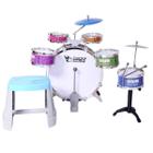 Brinquedo Bateria Musical Infantil 6 Tambores 2 Pratos Com Banquinho