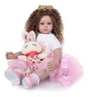 Brinquedo Boneca Bebê Reborn Realista Princesa Aurora 1º Aniversario coelhinho