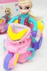 Brinquedo boneca na moto gira musical e com luz. - toys