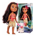 Brinquedo Boneca Princesa Moana 36cm e Porquinho Pua 8cm Disney em Plástico Vinil +3 Anos Cotiplas - 2600