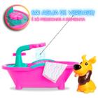 Brinquedo Boneco Cachorro SPA Banheira Sai Agua de Verdade