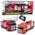 Brinquedo Caminhão com Controle Remoto Truck Bombeiro com Som e Luz Vermelho 28cm CKS - 618-5C