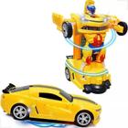 Brinquedo Carro Robô Camaro Amarelo Transformers Carro Bumblebee vira robô bate volta som e luzes