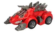 Brinquedo carro tranforme 2 em 1 Dragão eletrico com luz e som( vermelho) - Toy King