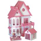 Brinquedo Casinha De Mini Boneca Rosa MDF 4 Andares Parquinho 24 Móveis Casa Sulartes