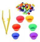 Brinquedo Coordenação Motora Fina Pinça Pompom Potinhos Cor