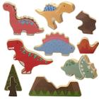 Brinquedo De Dinossauro Decoração De Madeira Kit Com 5 Tipos