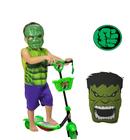 Brinquedo De Dinossauro Patinete Verde E Fantasia De Hulk