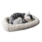 Brinquedo de pelúcia Realistic Sleeping Breathing Cat Furry Dog com tapete - Wokex