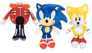 Brinquedo de pelúcia Sonic The Hedgehog, pacote com 3 polegadas, Dr. Eggman & Tails