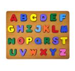 Brinquedo didático de madeira letra alfabetica coloridas
