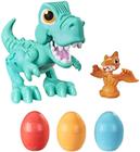Brinquedo Dino T-Rex c/ Som Divertido, 3 Ovos e Massinha Play-Doh, 2.141ml Cada, Não Tóxico