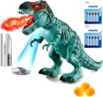 Brinquedo Dinossauro andar robô Com 3 Ovos Azul Spray & luzes pela Boca cortesia pinça