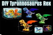 Brinquedo dinossauro transparente com luzes e solta fumaça