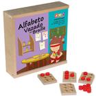 Brinquedo educativo alfabeto vazado braille + caixa c tampa