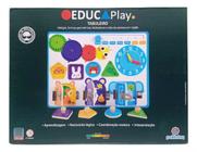 Brinquedo Educativo de Madeira Tabuleiro Relógio, Formas e Inglês EducaPlay - Polibrinq