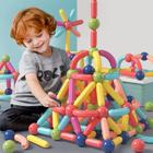 Brinquedo Educativo Infantil Bloco de Montar Magnético Brastoy 64 ou 120 Peças Coloridas Grandes com Bolsa de Armazenamento