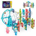 Brinquedo Educativo Infantil Bloco de Montar Magnético Com Túnel e Roda Gigante A Pilha 118 Peças Interativas