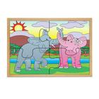 Brinquedo Educativo Quebra Cabeça Casal Elefantes Base Mdf Com 4 Peças - CARLU