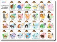 Brinquedo educativo tabuleiro encaixe alfabeto bilingue espanhol mdf - mega impress
