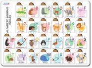 Brinquedo educativo tabuleiro encaixe alfabeto bilingue inglês mdf - mega impress