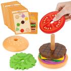 Brinquedo empilhável Aizweb Montessori Wooden Burger de 3 anos para crianças