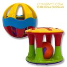 Brinquedo Estimula Coordenação Bebês Bola e Torre Chocalho