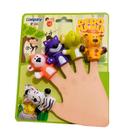 Brinquedo Fantoche De Dedos Teatrinho Animais Safari Com 5Un
