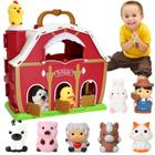 Brinquedo Farm Animal Barn Big Red Barn com fantoches de dedos de animais